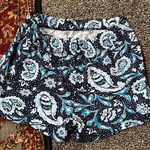Vera Bradley Navy and Aqua Paisley Athletic Shorts